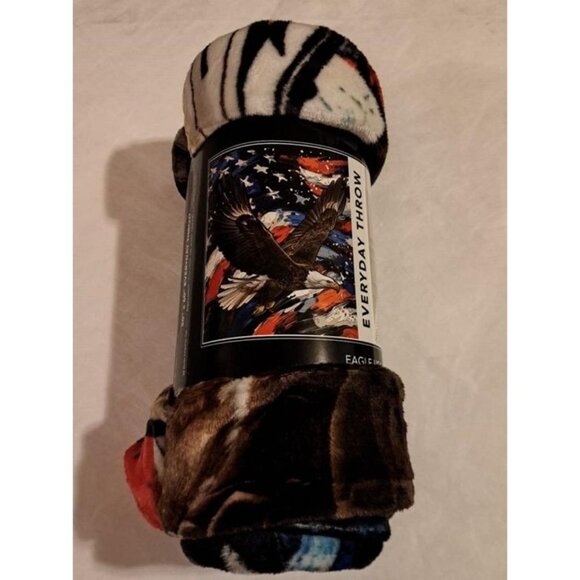 US American Flag Bald Eagle Blanket Throw Gift Plush Throw USA Patriotic  SOFT - Picture 2 of 2